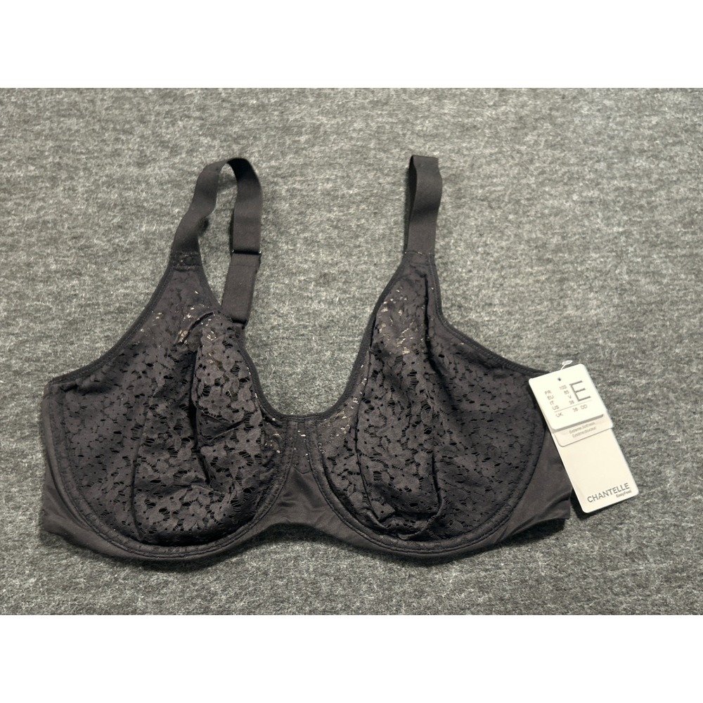 Chantelle Norah Comfort Bra Womens 38DD Black NEW Underwire Floral Lace C13F10